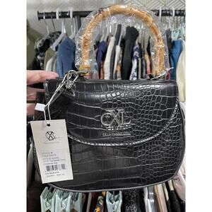 Christian Lacroix CXL NWT Cote Top Handle Croco Crossbody Purse Black MSRP $88